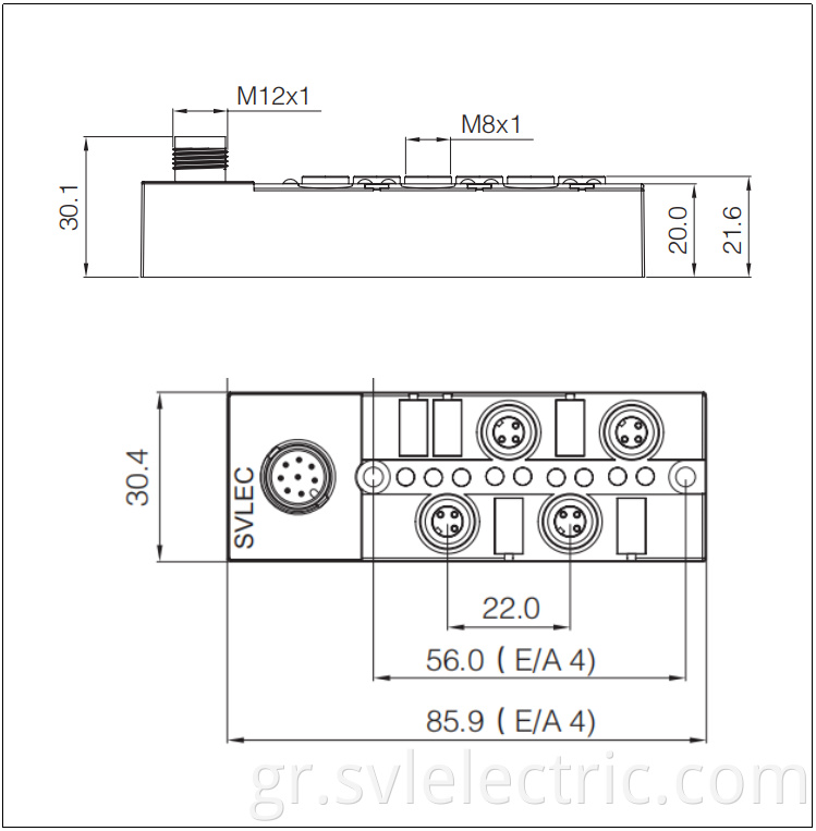 M8 4 Way Distribution Box M12 Input